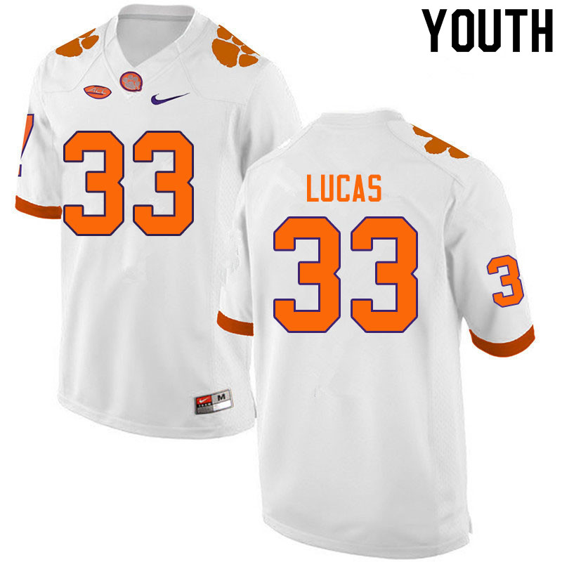 Youth #33 Ty Lucas Clemson Tigers College Football Jerseys Sale-White